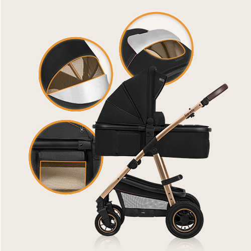 lionelo Amber 3 w 1 Black Silver — Wózek wielofunkcyjny
